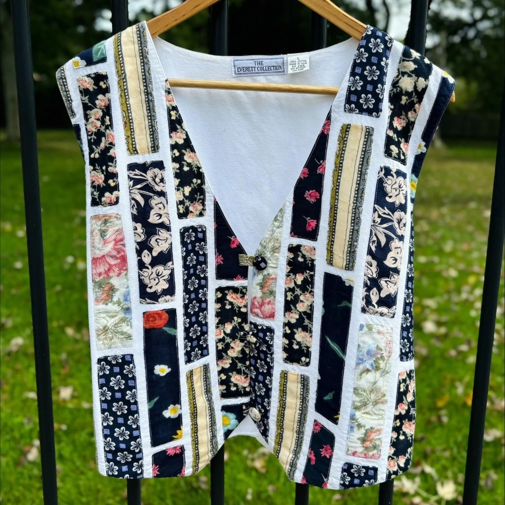 Vintage Everett Patchwork Floral Vest - Multicolor - image 1